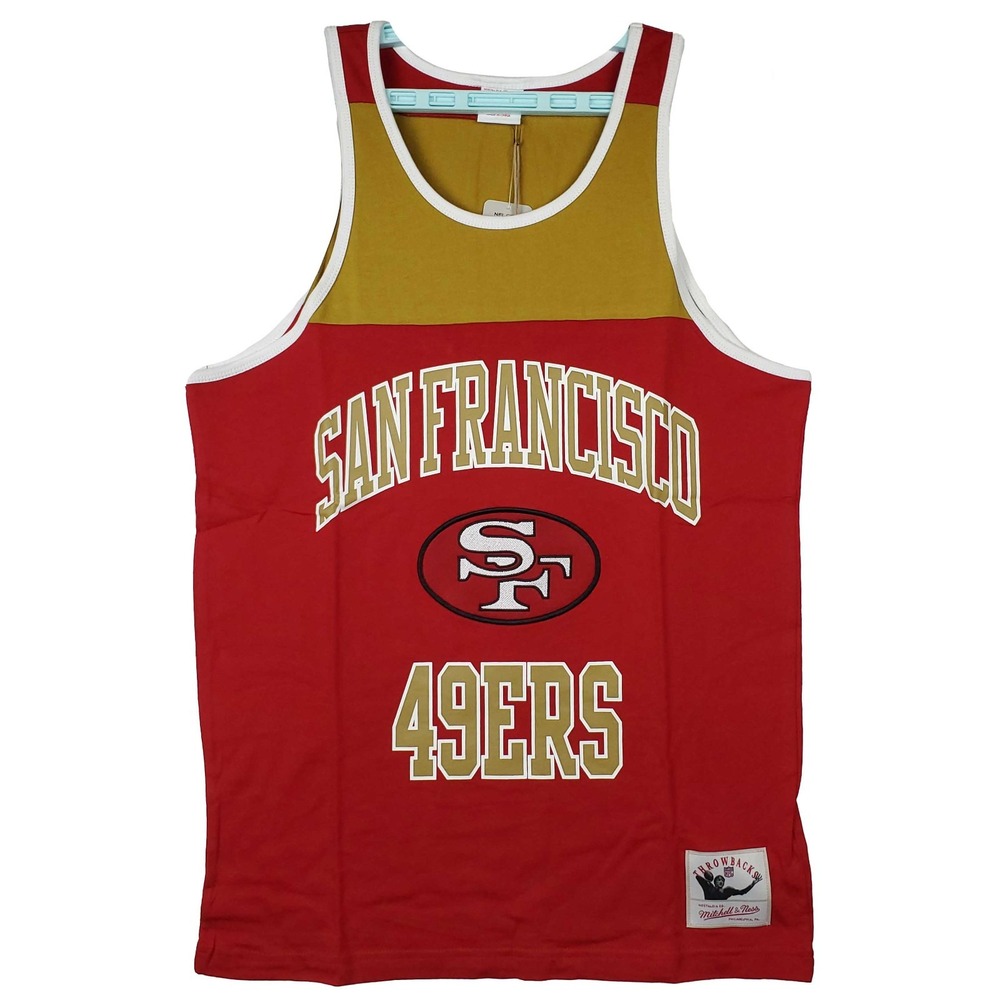 San Francisco 49ers Mitchell & Ness NFL‎ Small Tank Top Cut Felt Logo Red NWT